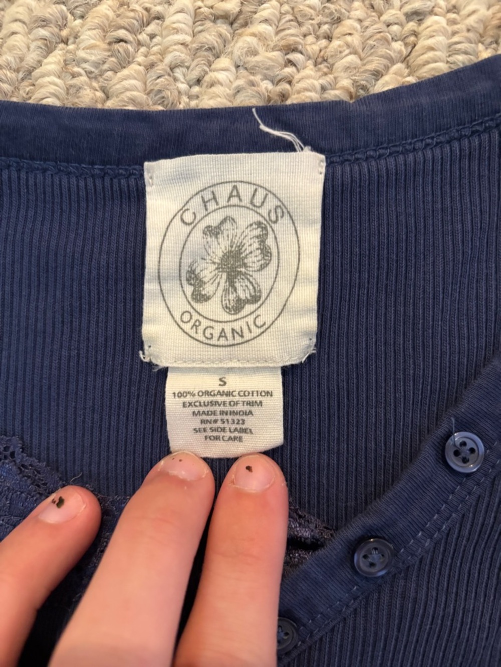 Chaus Navy Ribbed Button-Front Top - Picture 2 of 3